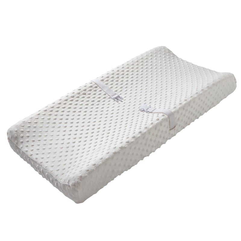 QUENESS Baby Changing Pad Cover, Super Soft Plush Dot Diaper Changing Table Covers for Baby Girls and Boys, Ultra Comfortable, Diaper Changing Cloths for Babies, Fit 32"/34'' x 16" Pad (White) - Image 1